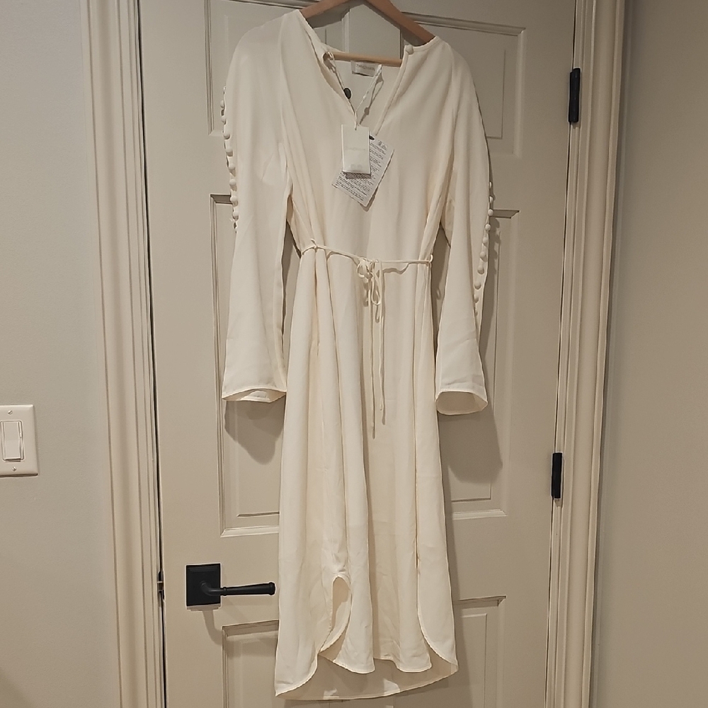 Zimmermann Cream Tie Front Ruched Sundress